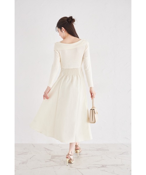 tocco closet(トッコ クローゼット)の「袖口パール付きアシメリブニットドッキングワンピース(ワンピース・レディース・ピンク/アイボリー/ブラック・M)」の13枚目の写真