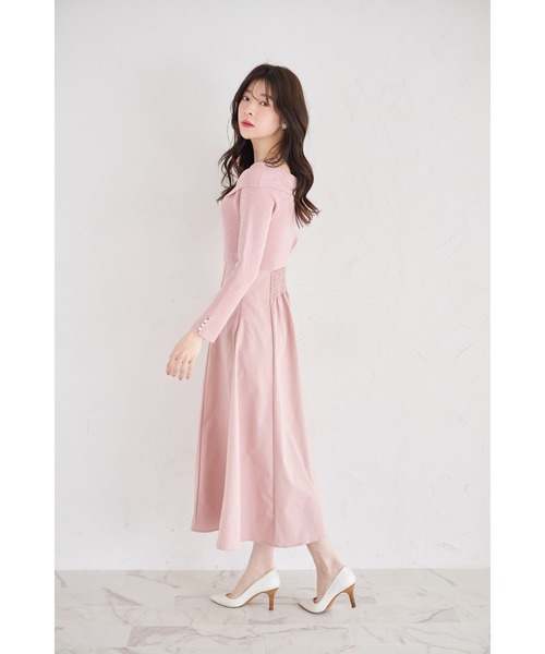 tocco closet(トッコ クローゼット)の「袖口パール付きアシメリブニットドッキングワンピース(ワンピース・レディース・ピンク/アイボリー/ブラック・M)」の22枚目の写真