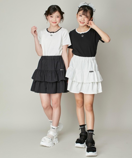 JENNI love（ジェニィラブ）の「バイカラーデザインリボンテレコT（Tシャツ/カットソー・キッズ・ピンク/ブラック/オフホワイト・130cm/140cm/150cm/160cm）」の5枚目の写真