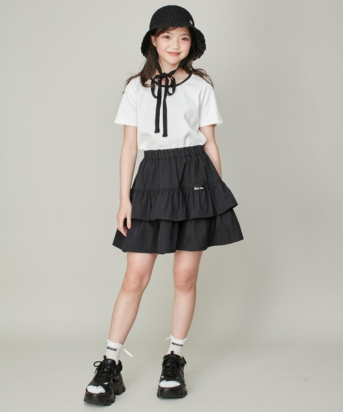 JENNI love（ジェニィラブ）の「バイカラーデザインリボンテレコT（Tシャツ/カットソー・キッズ・ピンク/ブラック/オフホワイト・130cm/140cm/150cm/160cm）」の9枚目の写真