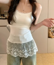 gossip!ロサンゼルス | Y2K 【垢抜けレイヤードアイテム】 レースインナーキャミワンピース 重ねストラップドレス(キャミソール)