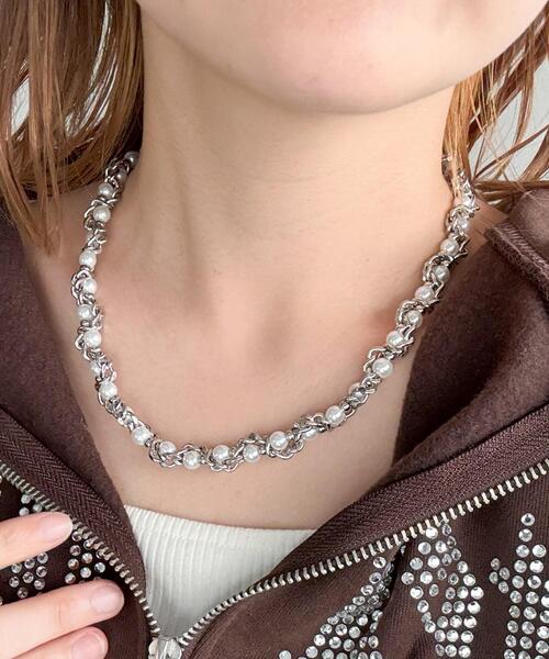 WEGO（ウィゴー）の「WEGO/パールチェーンネックレス（ネックレス・レディース・シルバー・FREE）」の4枚目の写真