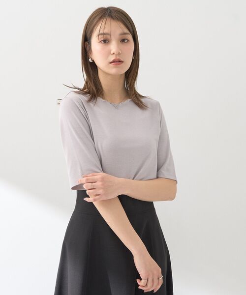 earth music&ecology（アースミュージックアンドエコロジー）の「リブメローショートスリーブプルオーバー（Tシャツ/カットソー・レディース・ブラック/グレー/その他7/アイボリー・S/M）」の7枚目の写真