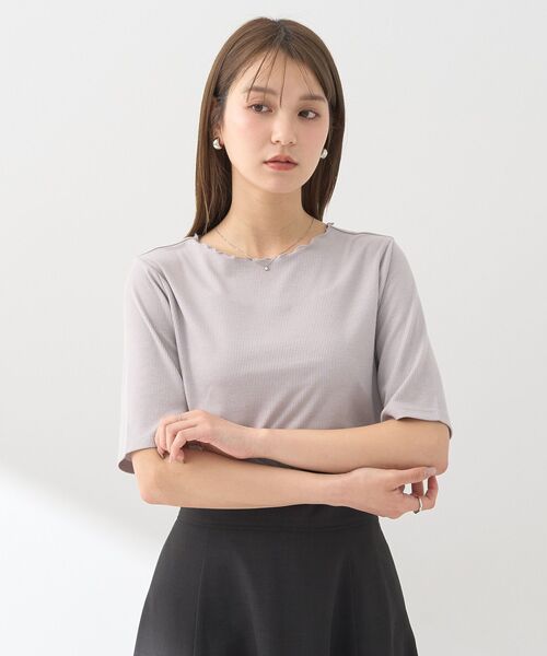 earth music&ecology（アースミュージックアンドエコロジー）の「リブメローショートスリーブプルオーバー（Tシャツ/カットソー・レディース・ブラック/グレー/その他7/アイボリー・S/M）」の8枚目の写真