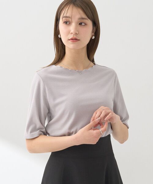 earth music&ecology（アースミュージックアンドエコロジー）の「リブメローショートスリーブプルオーバー（Tシャツ/カットソー・レディース・ブラック/グレー/その他7/アイボリー・S/M）」の9枚目の写真