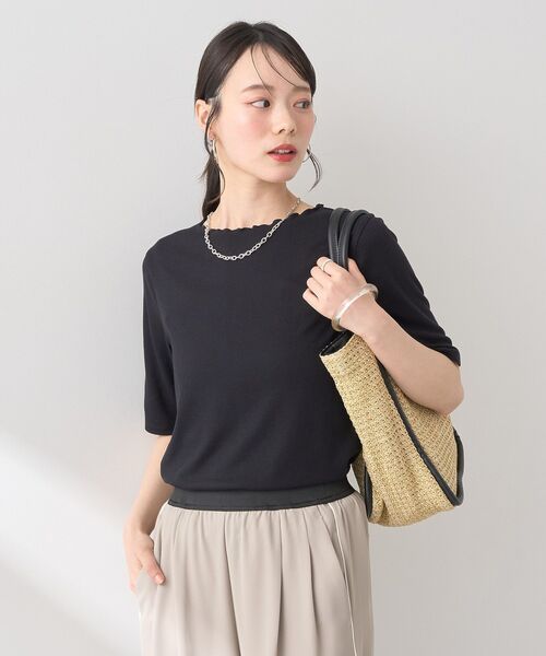 earth music&ecology（アースミュージックアンドエコロジー）の「リブメローショートスリーブプルオーバー（Tシャツ/カットソー・レディース・ブラック/グレー/その他7/アイボリー・S/M）」の3枚目の写真
