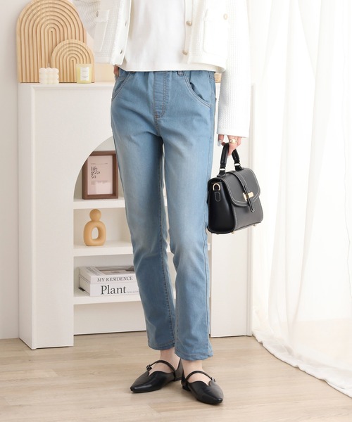 atONE(アットワン)の「ストレッチデニムウエストゴムスリムパンツ(デニムパンツ・レディース・ネイビー/ワンウォッシュ/ブルー・4L/LL/L/M/3L)」の15枚目の写真