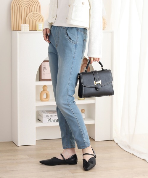 atONE(アットワン)の「ストレッチデニムウエストゴムスリムパンツ(デニムパンツ・レディース・ネイビー/ワンウォッシュ/ブルー・4L/LL/L/M/3L)」の12枚目の写真
