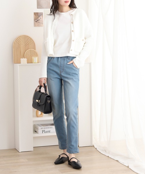atONE(アットワン)の「ストレッチデニムウエストゴムスリムパンツ(デニムパンツ・レディース・ネイビー/ワンウォッシュ/ブルー・4L/LL/L/M/3L)」の14枚目の写真