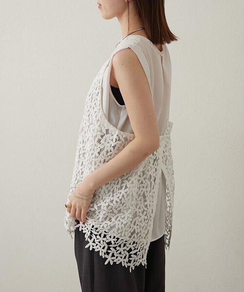 omekashi レースオーバーキャミソール　ホワイト Omekashi（オメカシ）の「レースオーバーキャミソール