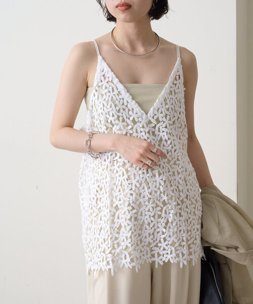 omekashi レースオーバーキャミソール　ホワイト Omekashi キャミソール レースオーバーキャミソール : ZOZOTOWN