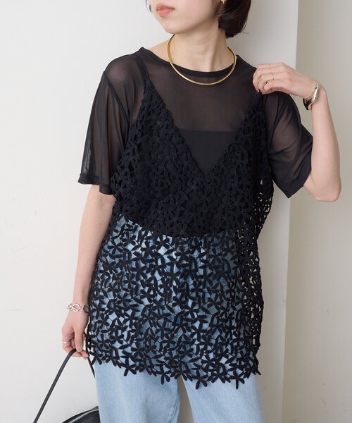 レースオーバーキャミソール（キャミソール）｜Omekashi（オメカシ）の