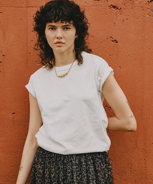 Freada（フリーダ）の「Freada/フリーダ オイルカット加工Tシャツ（Tシャツ/カットソー・レディース・ホワイト/オレンジ/ブラック・SMALL/MEDIUM）」の2枚目の写真