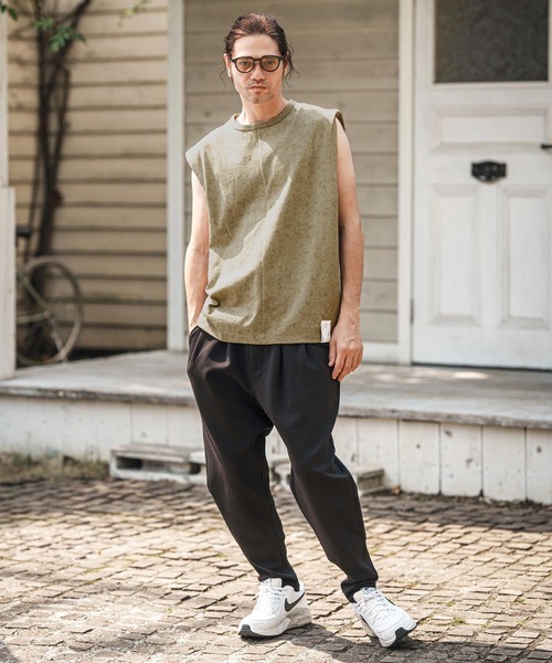 CAMBIO（カンビオ）の「mta566- Uneven Dyed Print Sleeveless Cut sew ノースリーブカットソー（タンクトップ・メンズ・ブラック/レッド/カーキ・M/L）」の20枚目の写真
