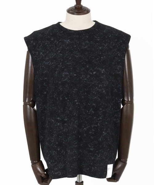mta566- Uneven Dyed Print Sleeveless Cut sew ノースリーブ