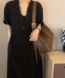 deux amour | ハーフジップロングワンピース(ワンピース)