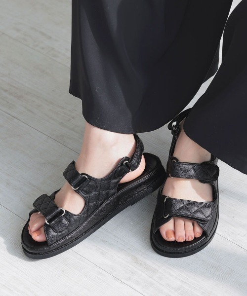 DONOBAN（ドノバン）の「ダブルベルトサンダル（サンダル・レディース・ブラック系その他/ネイビー/ブラック・36/38/40）」の2枚目の写真