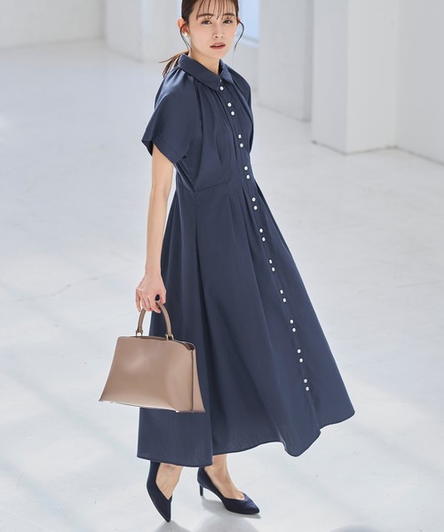 洗える ｜ タック ＆ フレア ロング シャツワンピース