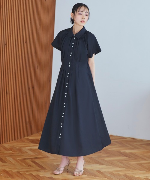 洗える ｜ タック ＆ フレア ロング シャツワンピース ｜ レディース