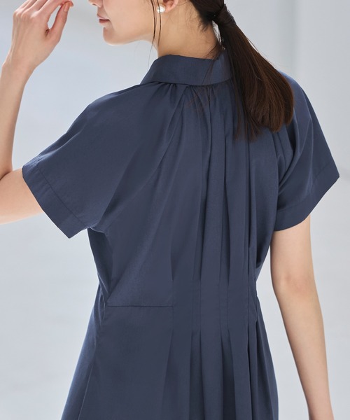 RUIRUE BOUTIQUE(ルイルエブティック)の「洗える | タック & フレア ロング シャツワンピース | レディース おしゃれ きれいめ オフィスカジュアル 通勤服 休日コーデ シャツワンピ ワンピース(シャツワンピース・レディース・ブラック/ブルー/グレイッシュベージュ・L/LL/S/M)」の6枚目の写真