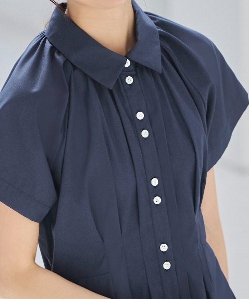 RUIRUE BOUTIQUE(ルイルエブティック)の「洗える | タック & フレア ロング シャツワンピース | レディース おしゃれ きれいめ オフィスカジュアル 通勤服 休日コーデ シャツワンピ ワンピース(シャツワンピース・レディース・ブラック/ブルー/グレイッシュベージュ・L/LL/S/M)」の8枚目の写真