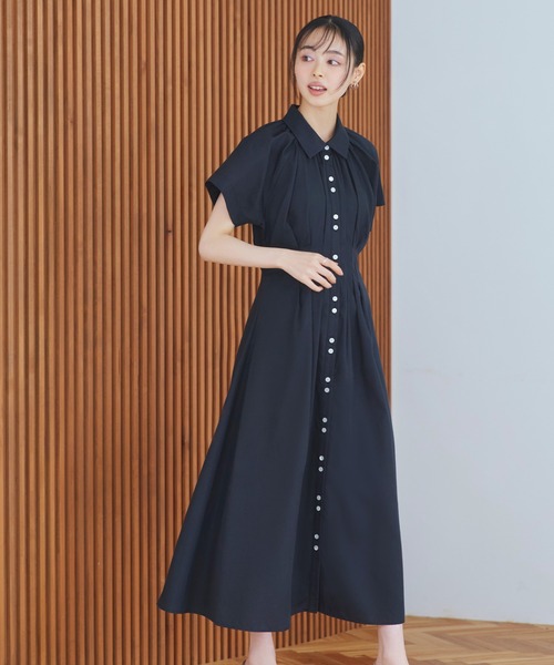 洗える ｜ タック ＆ フレア ロング シャツワンピース
