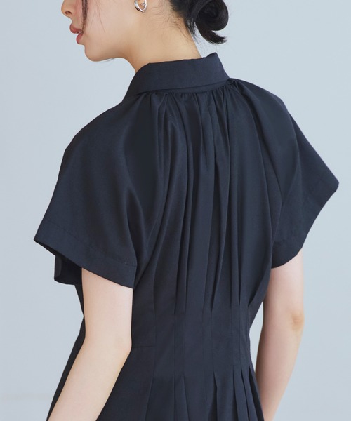 RUIRUE BOUTIQUE(ルイルエブティック)の「洗える | タック & フレア ロング シャツワンピース | レディース おしゃれ きれいめ オフィスカジュアル 通勤服 休日コーデ シャツワンピ ワンピース(シャツワンピース・レディース・ブラック/ブルー/グレイッシュベージュ・L/LL/S/M)」の10枚目の写真