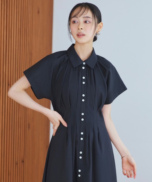 洗える ｜ タック ＆ フレア ロング シャツワンピース ｜ レディース