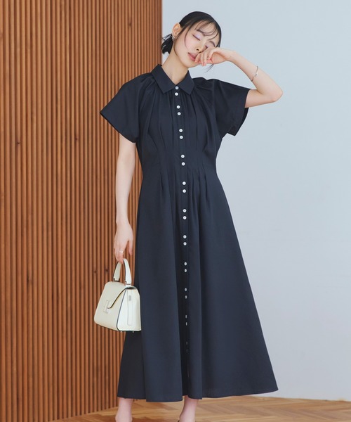 RUIRUE BOUTIQUE(ルイルエブティック)の「洗える | タック & フレア ロング シャツワンピース | レディース おしゃれ きれいめ オフィスカジュアル 通勤服 休日コーデ シャツワンピ ワンピース(シャツワンピース・レディース・ブラック/ブルー/グレイッシュベージュ・L/LL/S/M)」の12枚目の写真