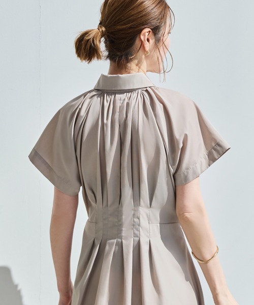 RUIRUE BOUTIQUE(ルイルエブティック)の「洗える | タック & フレア ロング シャツワンピース | レディース おしゃれ きれいめ オフィスカジュアル 通勤服 休日コーデ シャツワンピ ワンピース(シャツワンピース・レディース・ブラック/ブルー/グレイッシュベージュ・L/LL/S/M)」の14枚目の写真