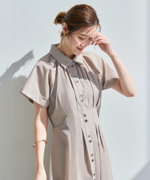 RUIRUE BOUTIQUE(ルイルエブティック)の「洗える | タック & フレア ロング シャツワンピース | レディース おしゃれ きれいめ オフィスカジュアル 通勤服 休日コーデ シャツワンピ ワンピース(シャツワンピース・レディース・ブラック/ブルー/グレイッシュベージュ・L/LL/S/M)」の15枚目の写真