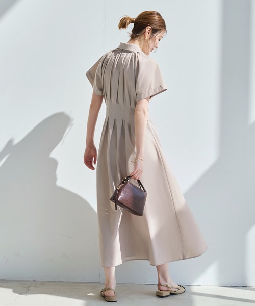 RUIRUE BOUTIQUE(ルイルエブティック)の「洗える | タック & フレア ロング シャツワンピース | レディース おしゃれ きれいめ オフィスカジュアル 通勤服 休日コーデ シャツワンピ ワンピース(シャツワンピース・レディース・ブラック/ブルー/グレイッシュベージュ・L/LL/S/M)」の16枚目の写真