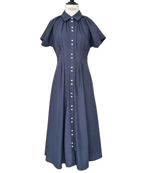 RUIRUE BOUTIQUE(ルイルエブティック)の「洗える | タック & フレア ロング シャツワンピース | レディース おしゃれ きれいめ オフィスカジュアル 通勤服 休日コーデ シャツワンピ ワンピース(シャツワンピース・レディース・ブラック/ブルー/グレイッシュベージュ・L/LL/S/M)」の17枚目の写真