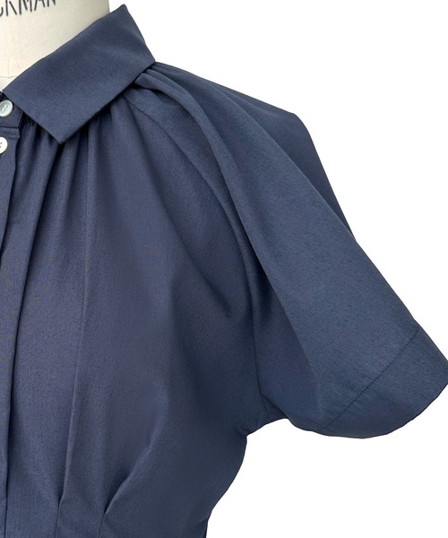 RUIRUE BOUTIQUE(ルイルエブティック)の「洗える | タック & フレア ロング シャツワンピース | レディース おしゃれ きれいめ オフィスカジュアル 通勤服 休日コーデ シャツワンピ ワンピース(シャツワンピース・レディース・ブラック/ブルー/グレイッシュベージュ・L/LL/S/M)」の19枚目の写真