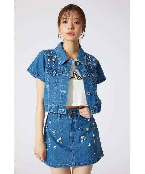 rienda（リエンダ）の「MIXフラワービジュージャストウエストデニムスカート　春服（デニムスカート・レディース・ライトブルー/ブルー・SMALL/MEDIUM/X-SMALL）」の19枚目の写真