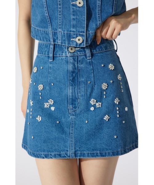 rienda（リエンダ）の「MIXフラワービジュージャストウエストデニムスカート　春服（デニムスカート・レディース・ライトブルー/ブルー・SMALL/MEDIUM/X-SMALL）」の20枚目の写真