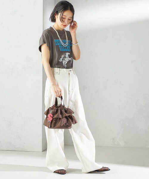 WEB限定】チャーム 付き フリル 巾着 ショルダー（ショルダーバッグ