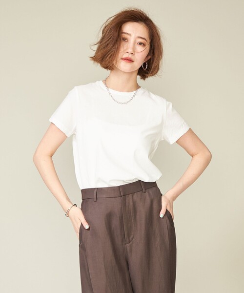 conte クルーネック　Tシャツ　ベージュ conte tシャツ 「conte」クルーネック Tシャツ レディース