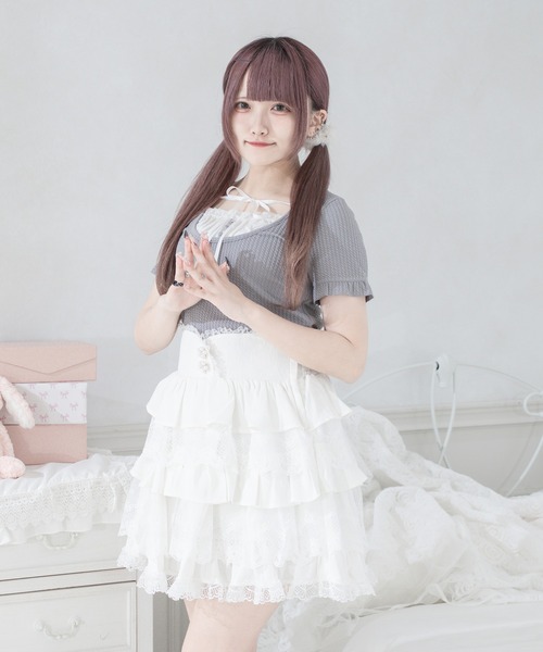 Pal elfy(パルエルフィー)の「ティアードレース姫スカート(スカート・レディース・ホワイト系その他/オフホワイト/ブラック・LARGE/フリー)」の5枚目の写真