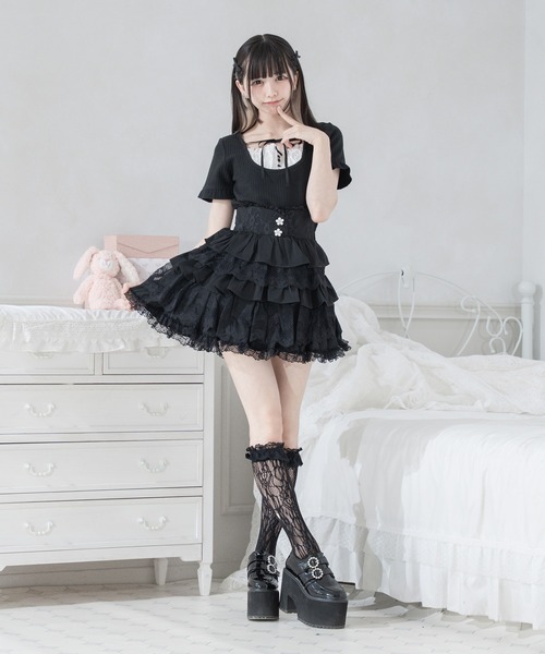Pal elfy(パルエルフィー)の「ティアードレース姫スカート(スカート・レディース・ホワイト系その他/オフホワイト/ブラック・LARGE/フリー)」の14枚目の写真