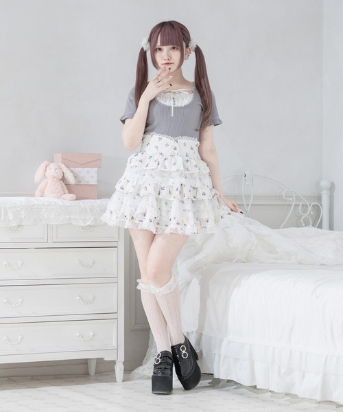 Pal elfy(パルエルフィー)の「ティアードレース姫スカート(スカート・レディース・ホワイト系その他/オフホワイト/ブラック・LARGE/フリー)」の8枚目の写真