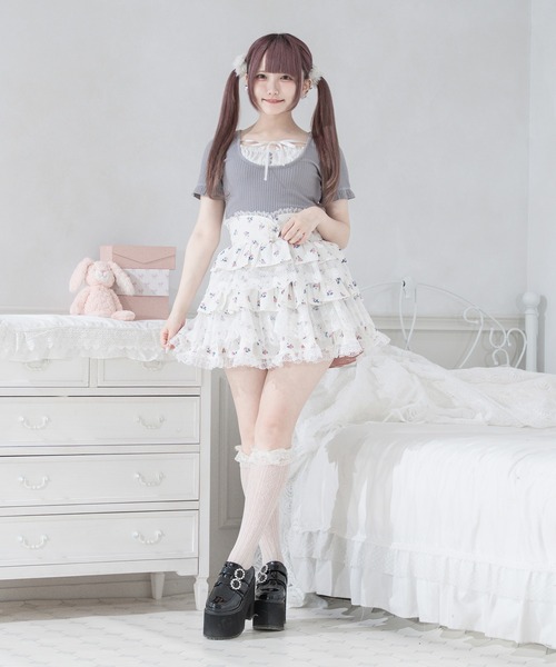 Pal elfy(パルエルフィー)の「ティアードレース姫スカート(スカート・レディース・ホワイト系その他/オフホワイト/ブラック・LARGE/フリー)」の9枚目の写真