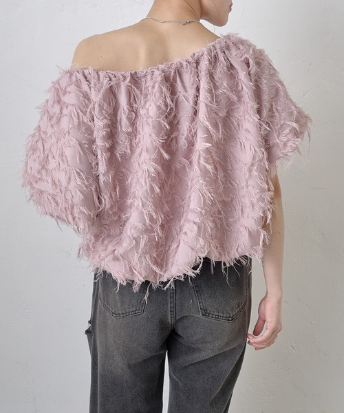 COLONY 2139(コロニートゥーワンスリーナイン)の「フリンジジャガード5分袖オフショルトップス(その他トップス・レディース・ホワイト/ブラック/ピンク・FREE)」の22枚目の写真