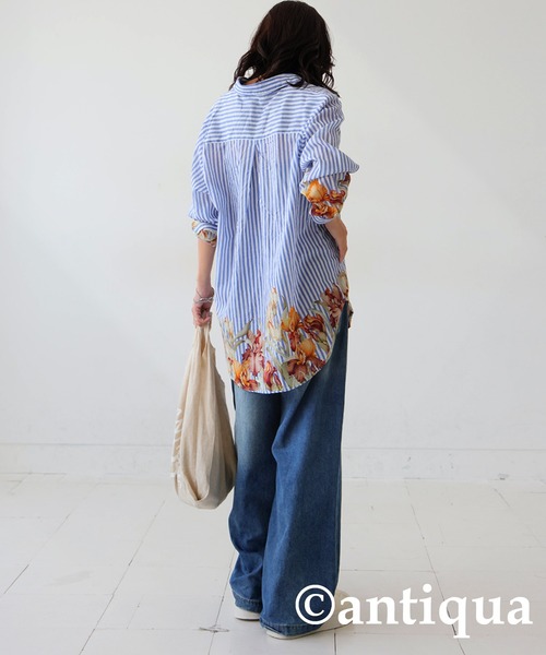 antiqua(アンティカ)の「花柄ストライプシャツ(シャツ/ブラウス・レディース・ホワイト系その他・ONESIZE)」の8枚目の写真