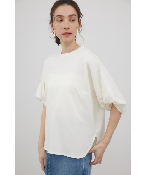 crie conforto(クリーコンフォルト)の「スリーブツイストプルオーバー(Tシャツ/カットソー・レディース・ライム/ブラック/アイボリー・FREE)」の14枚目の写真