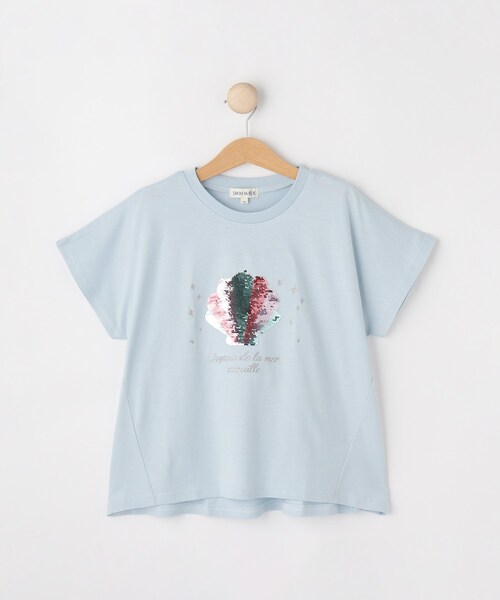 SHOO・LA・RUE（シューラルー）の「【100-150cm/ひんやり】スパンコールモチーフTシャツ（Tシャツ/カットソー・キッズ・ブラック/サックスブルー/オフホワイト/パープル・11/12/13/14/15 /10）」の3枚目の写真
