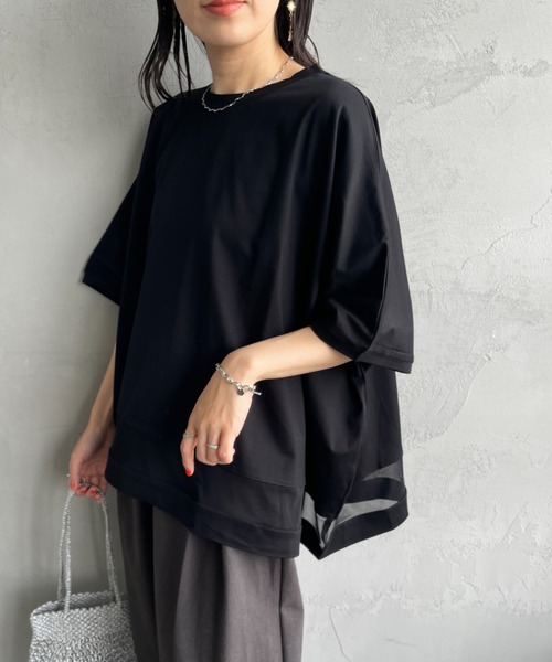 mizuiro ind/ミズイロインド] シアー柄編み ロングスリーブ