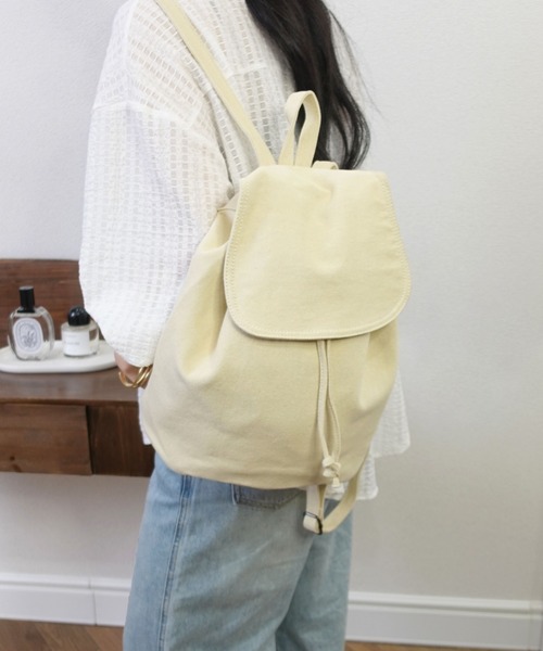 unnu(ユヌ)の「キャンバスドローコードリュック(バックパック/リュック・レディース・ブルー/ブラック/アイボリー/ブラウン・F)」の1枚目の写真