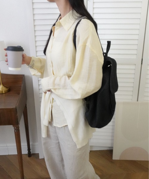unnu(ユヌ)の「キャンバスドローコードリュック(バックパック/リュック・レディース・ブルー/ブラック/アイボリー/ブラウン・F)」の17枚目の写真