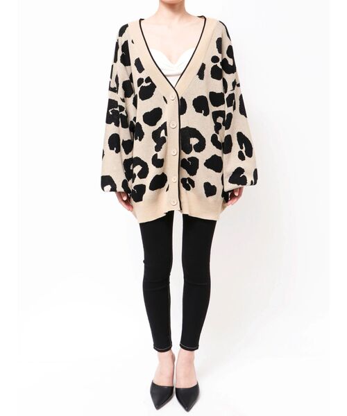 GYDA(ジェイダ)の「ラメGレオパードハイゲージニットカーディガン(カーディガン/ボレロ・レディース・ベージュ/オフホワイト/グレー/ブラック・FREE)」の13枚目の写真